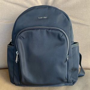 Calvin Klein Black Nylon Backpack Purse Two Compartments